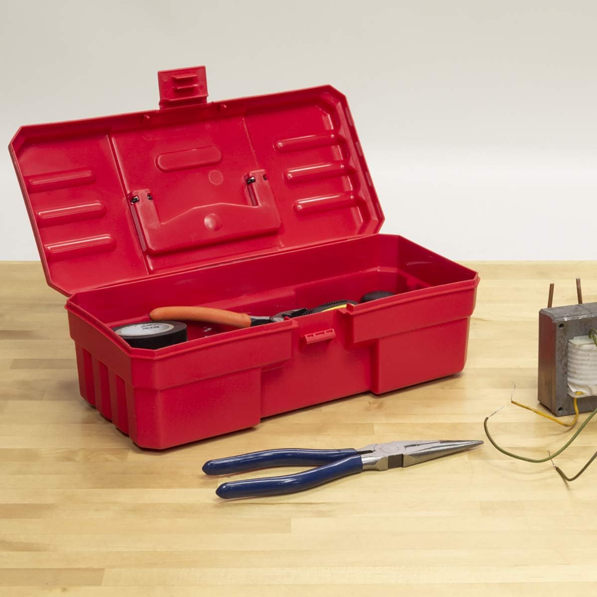 Akro-Mils 12-Inch ProBox Plastic Toolbox for Tools, Hobby or Craft Storage Toolbox, Model 09912, (12-Inch x 5.5-Inch x 4-Inch), Red - Plastic Tool Box With Handle - 