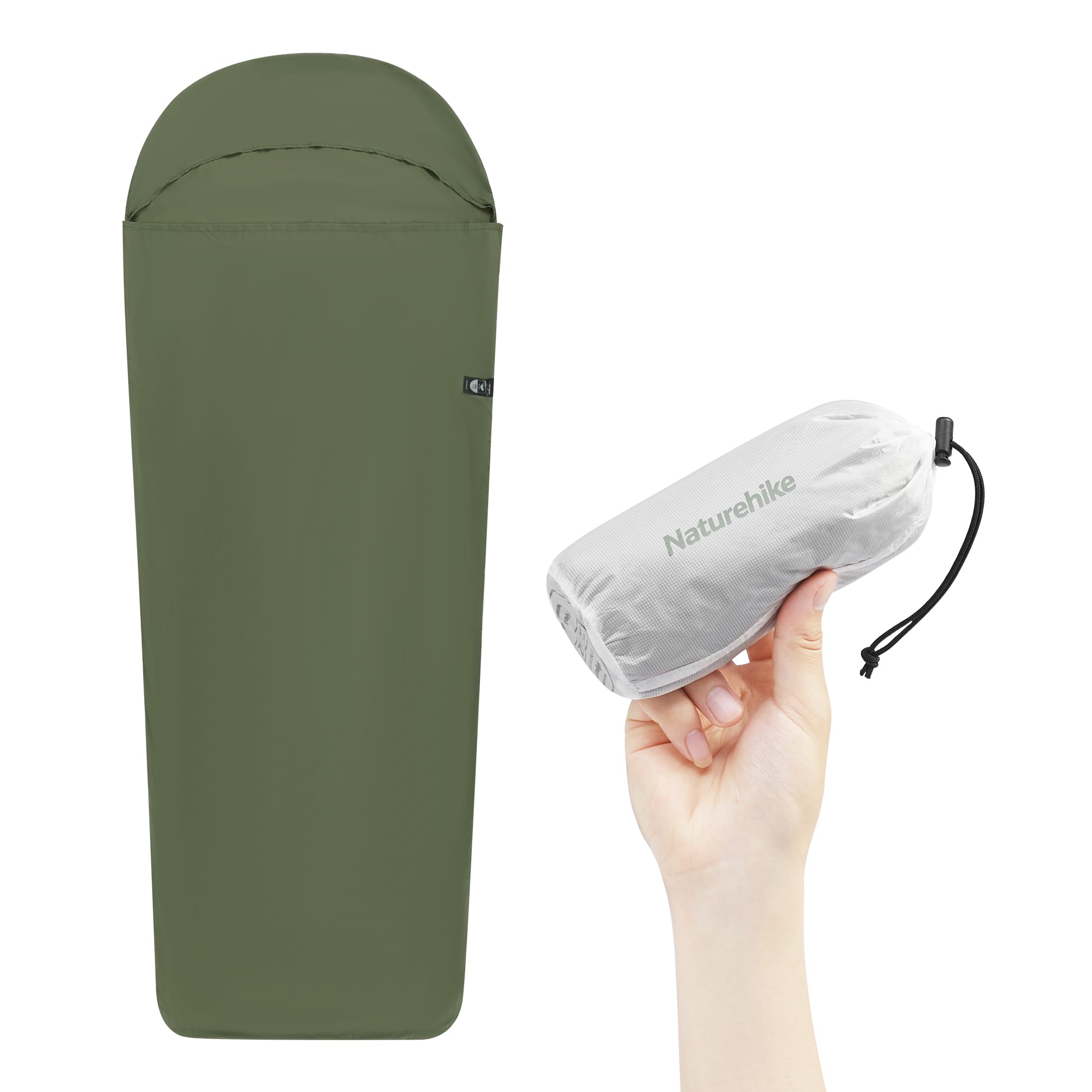 Photo 1 of Naturehike 4.5oz Ultralight Washable Sleeping Bag Liner, Lightweight Adult Sleep Sack & Travel Sheets for Backpacking, Hotel, Camping, Hostels, ZY20 Green