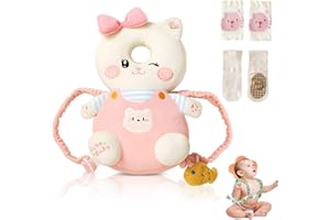 WKC Baby Head Protector Backpack with Knee Pads & Non-Slip Socks, Toddler Safety for Crawling & Walking (Style 5)