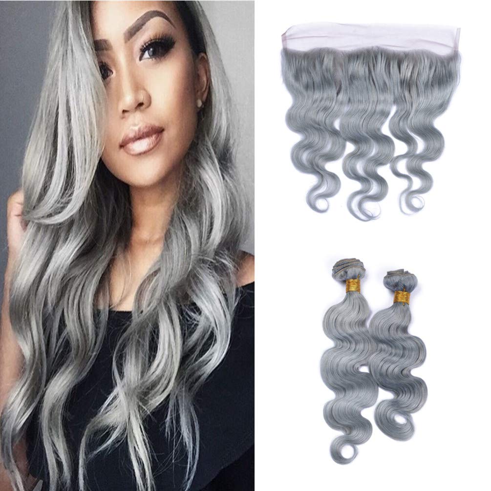 Amazon Com Anmer Fashion Silver Gray Human Hair Virgin Brazilian