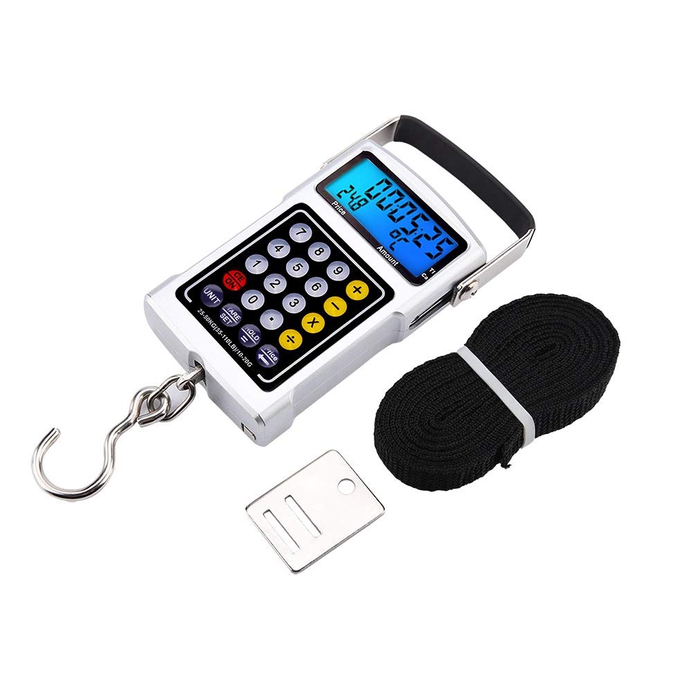 Electronic Balance Digital Fishing Postal Hanging Hook Scale with Measuring Tape 7 in 1 Digital Hanging Scales 110lb/50kg Batteries Not Included
