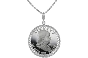 SABRINA SILVER Sterling Silver Half Dollar Rope Bezel 30 mm Coins Prong Back Diamond Cut for all 50 Cent Coins Coin NOT Included