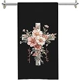 GOOZHO Floral Cross Christian Kitchen Towels, Christian Gifts for Women Dish Tea Towels for Kitchen Decor, Religious Faith Based Gifts Decorative Hand Towel for Bathroom, 16x24 Inches