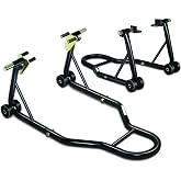 DNA Motoring Motorcycle Stand Lift Universal Paddock Lift Stand 880 Capacity Front Wheel Fork Stand Rear Wheel Swingarm Spool Stand for Suzuki Yamaha BMW Kawasaki Honda TOOLS-00778