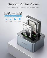 ORICO Dual Bay HDD Docking Station USB C 3.2 Gen 2 SATA Clone 36TB SSD HDD Gray view 7