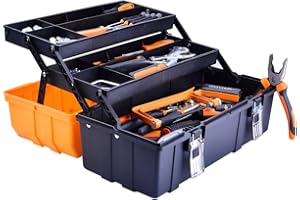 17-Inch Three-Layer Plastic Storage Box/Tool Box/Sewing Box Organizer, Multipurpose Organizer and Portable Handled Storage Ca