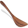 Jilla-hla Wooden Spatula Nonstick Turner Acacia Wood, Left Long Handle Flat Frying Spatulas Handmade for Kitchen Gifts, Ideal Cookware Utensils for Cooking Eggs, Fish, Pancakes