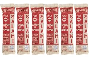 Foustman's Salami Pork Fennel and Pepper Artisanal, Nitrate-Free, Naturally Cured, Gluten-Free, Dairy-Free, Pack of 6, 8 Oz Each