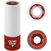 JEUCLEL 21mm 1/2"Drive Wheel Protector Impact Socket, Lug Nut Impact Socket, Non-Marring Lug Nut Thin Wall Deep Socket, Wheel Protector Hand Repair Tool