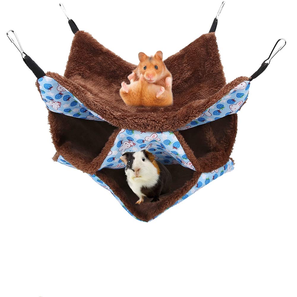 YOUTHINK Warm Small Animal Hammock Cotton Sleeping Nest with Soft Comfortable Luxury Double Layers for Your Samll Pets of Hamster/Parrot/Ferrets(Brown) (Pet Hammock-Blue)