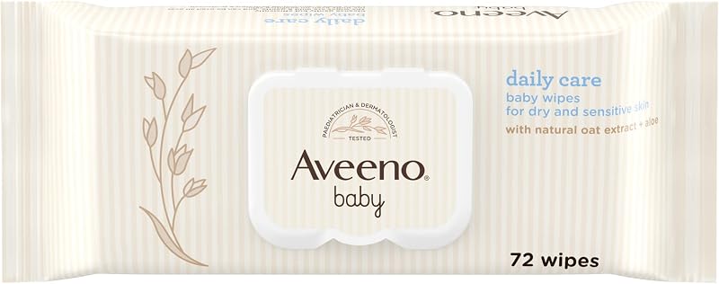 Daily Care Wipes (1 x 72 unidades), Toallitas húmedas suaves para bebés y niños, toallitas bebé con extracto de avena y aloe vera, sin perfume, sulfatos ni alcohol