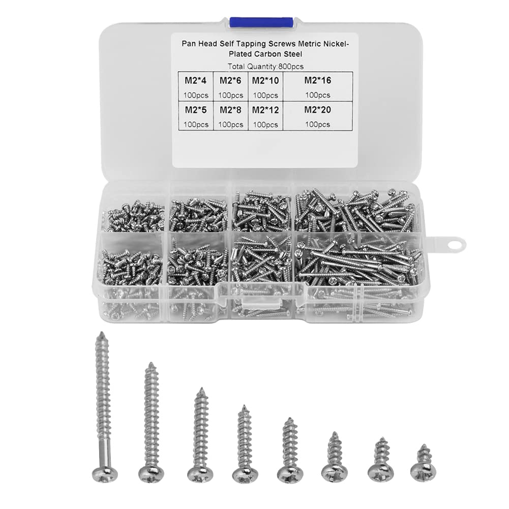 small wood screws ◈ Screws Kit, Fydun 800pcs M2 Cross Drive Pan Head Self-Tapping Screws Woodworking Fastener with Box for Electronics Electrical Appliances Machinery Chemical Metallurgy