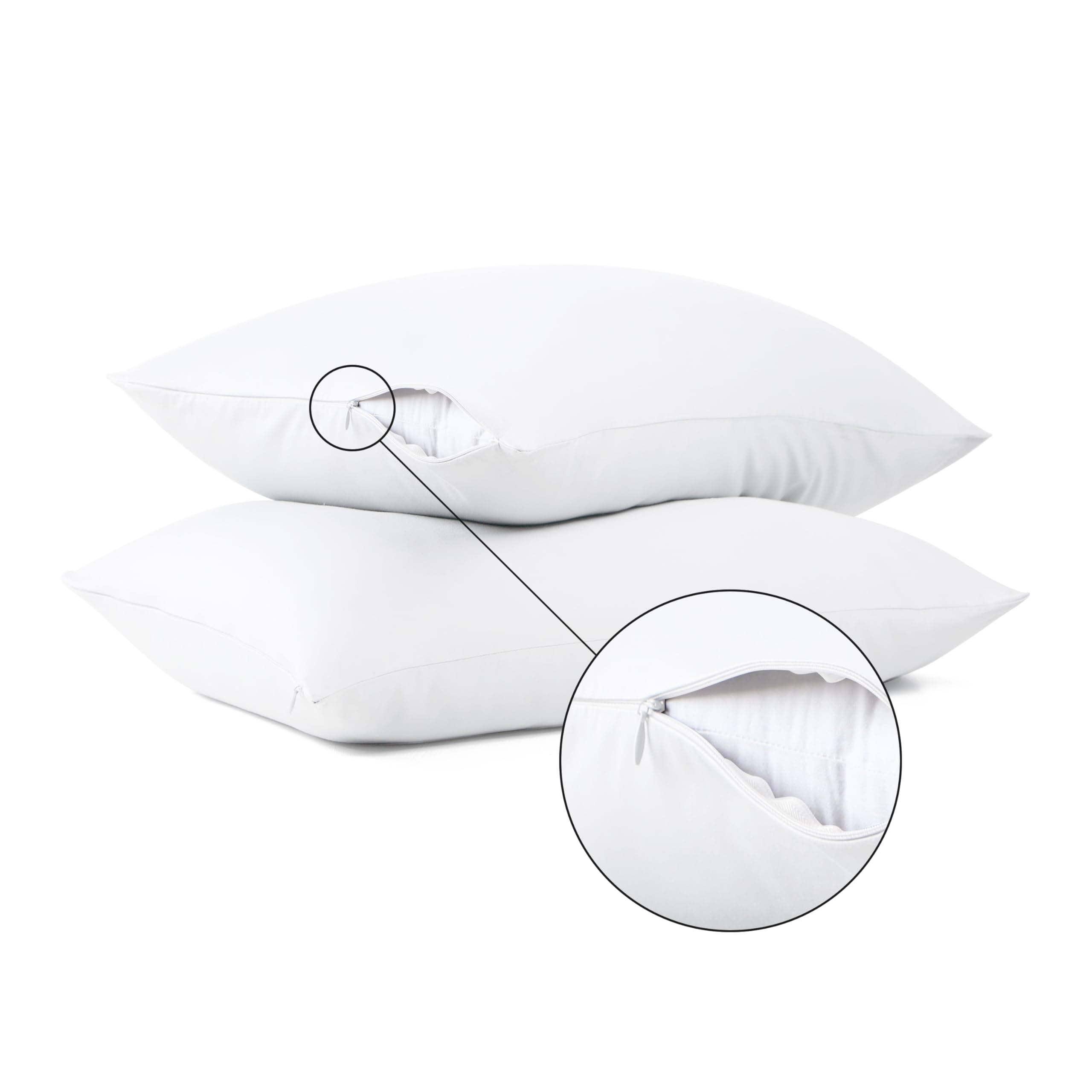 Photo 1 of 100% Cotton Classic Pillow Protectors with Invisible Zipper, 600 Thread Count Sateen Weave Soft and Breathable Pillow Cases, Protect Pillows from Dirt, Dust and Debris (Standard, 20"x26", Set of 2)