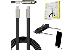 Detachable Invisible Holder Charger, 2 in 1 Sideways Typec-c Fast Charging Cable, 240w Braided Fast Charge Cable with Built-i