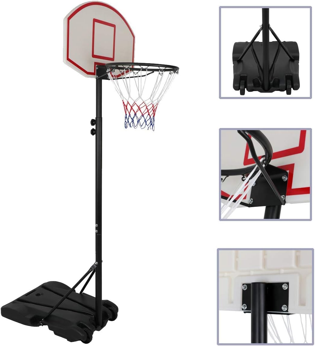 7FT Basketball Hoop with Wheels | Durable Sturdy Heavy Duty Height Adjustable Portable Lightweight Weather Resistant Easy to Move and Maintain | For Home Outdoor Indoor Playground Junior Kid Backyard
