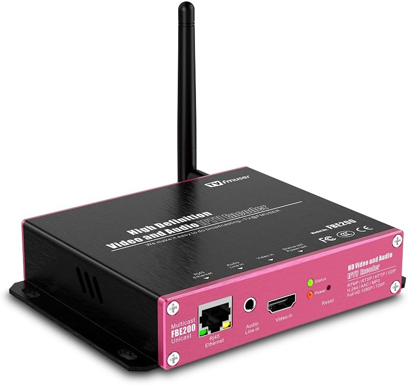FMUSER FBE200 H.264/H.265 IPTV Encoder HDMI Encoder Video Encoder YouTube HD Video to IP Converter 2.4G WiFi Support M3U8 HLS OSD Rolling