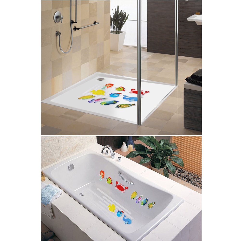 FuturePlusX Bathtub Sticker, 10PCS Adhesive Safety Treads Non-Slip Bathtub Appliques Accessories for Tubs Bathrooms Showers Pools Boats Stairs