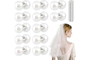 Kryslanix Pearl Veil Weights - 12 Pairs Magnetic Bridal Veil Weights - Double Sided Pearl Veils Weights,Secures Long Veils for Outdoor Weddings Accessories and Gifts for Brides