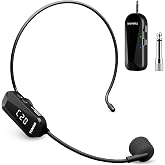 TONOR Wireless Headset Microphone, 2 in 1 UHF Over-Ear Microfono System | 65ft Range Handheld Mic, 20 Channels, for Teaching, Fitness, Tour Guide, Compatible with PA, Voice Amplifier, Speaker, TW100
