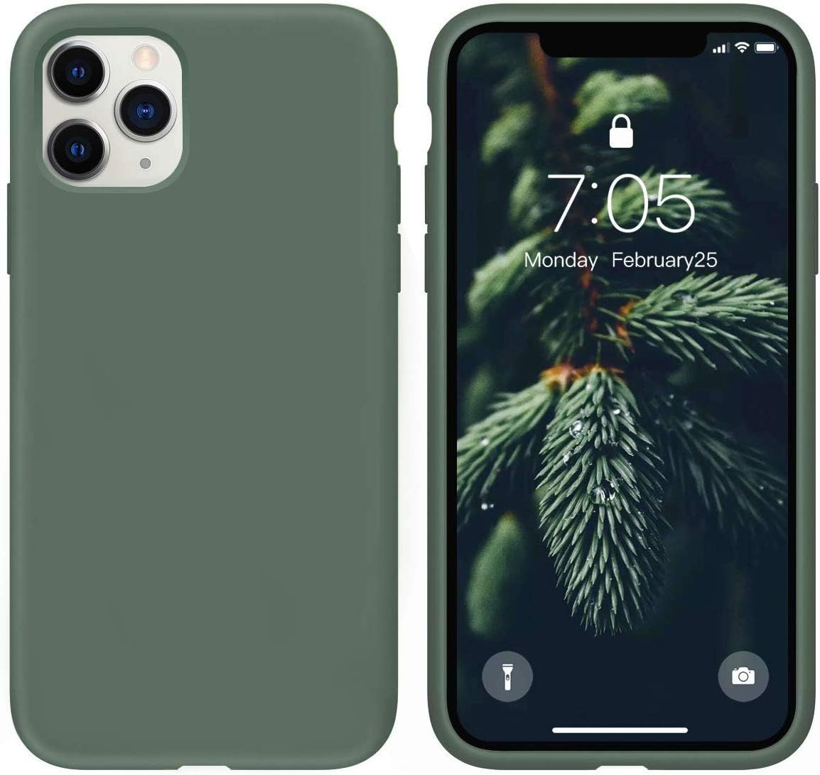 IceSwordiPhone 11 Pro Max Case Pine Green, Thin Liquid Silicone Case, Soft Silk Microfiber Cloth, Pine Green, Gel Rubber Full Body, Cool Protective Shockproof Cover 6.5" iP11PM - Pine Green