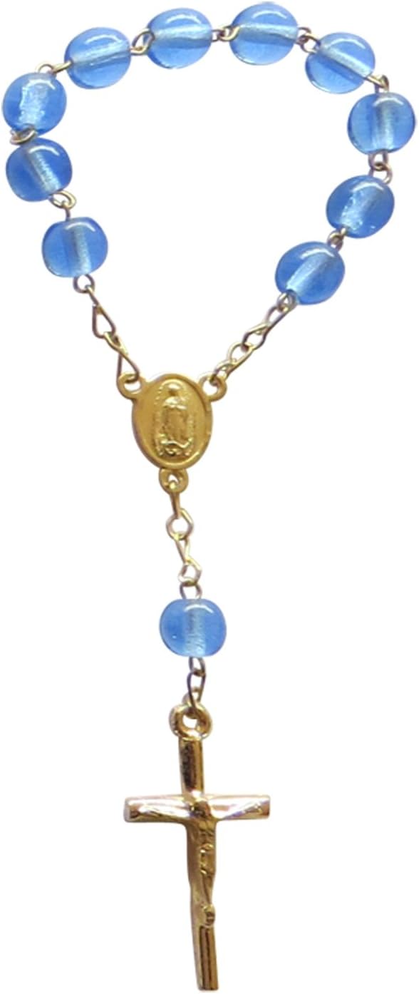 One Decade Rosary with Blue Round-Shaped Beads