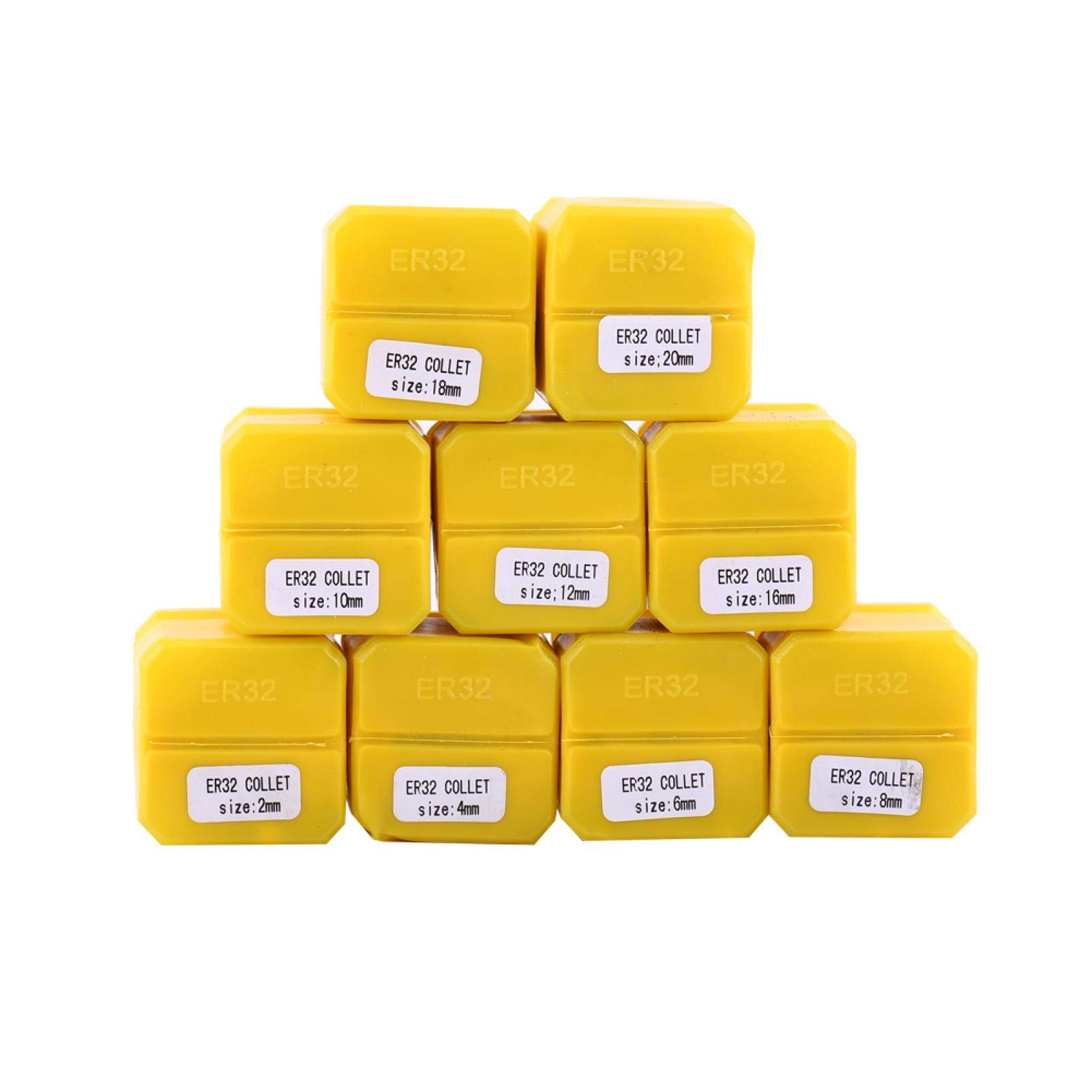 9pcs ER32 Spring Collet Set, Workholding Engraving Collet, for CNC Engraving Machine and Milling Lathe Tool 2-20mm