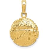 Solid 14k Yellow Gold Basketball Pendant (21mm x 14mm)