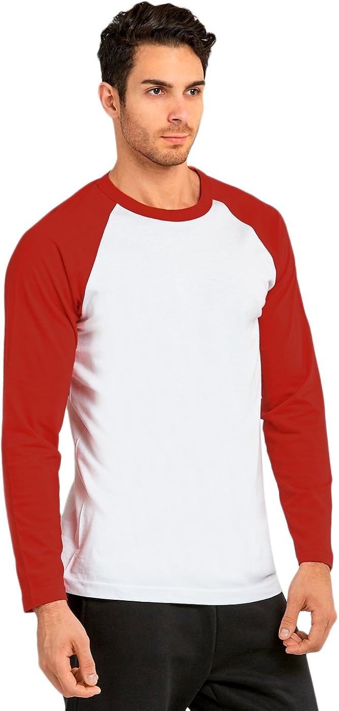 white baseball shirt with red sleeves