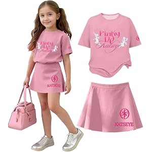 NAMTYQX Katseye Girls 2 Piece Outfit Katseye Shirt And Skirts Set Beautiful Chaos Sis Album Merch Clothing Sets for Fans