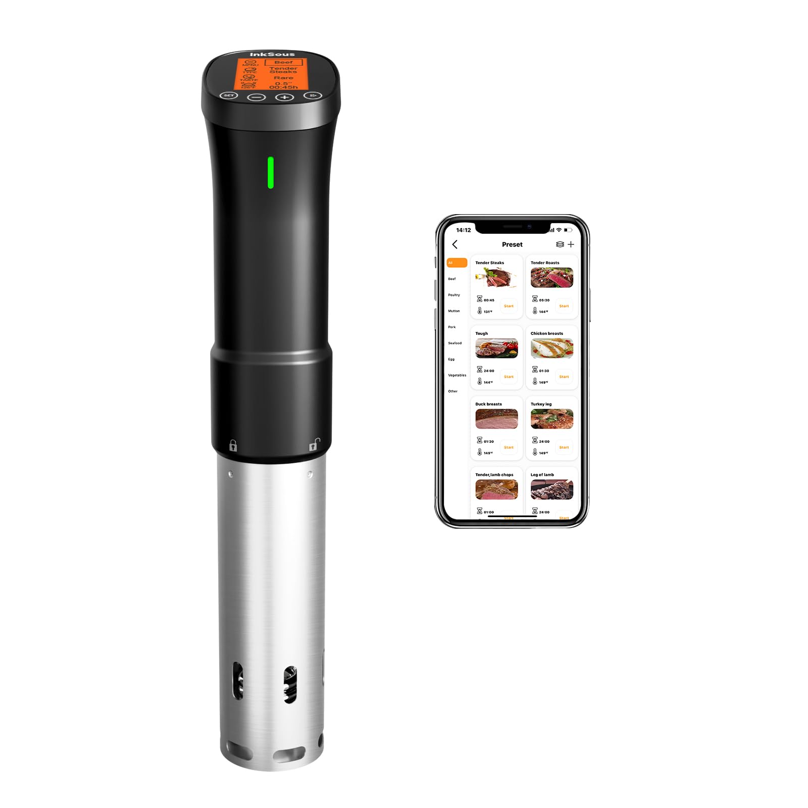 Photo 1 of InkSous WIFI 2.4G Sous Vide Cooker 1000W Immersion Circulator with APP 14 Recipes,Alarm,Calibration & Timer, 3D Water Fast Heating Ultra-Quiet Sous Vide Machine