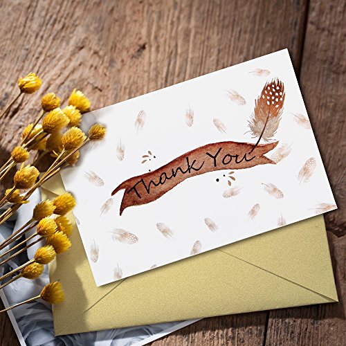 Geekper 16 Thank You Greeting Cards - Folded Thank You Note Cards 4 Designs for Thanksgiving Christmas Wedding Birthday - Envelopes Included 5.9 x 3.9 inch - Thumbnail 6