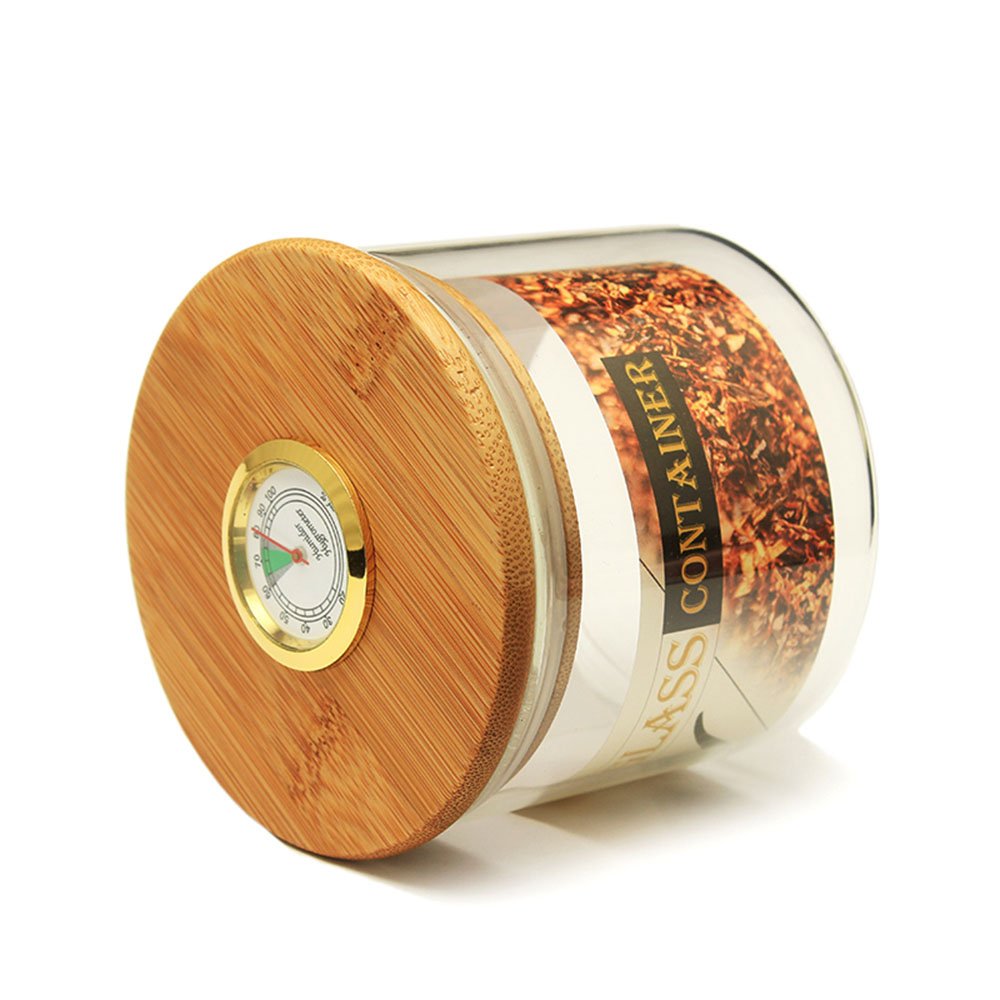 MUXIANG Tobacco Jar Cigar Storage Jar Cigar Humiditor Small Round Humidifier Glass Airtight Preserve Tobacco Pipe WMCG0014