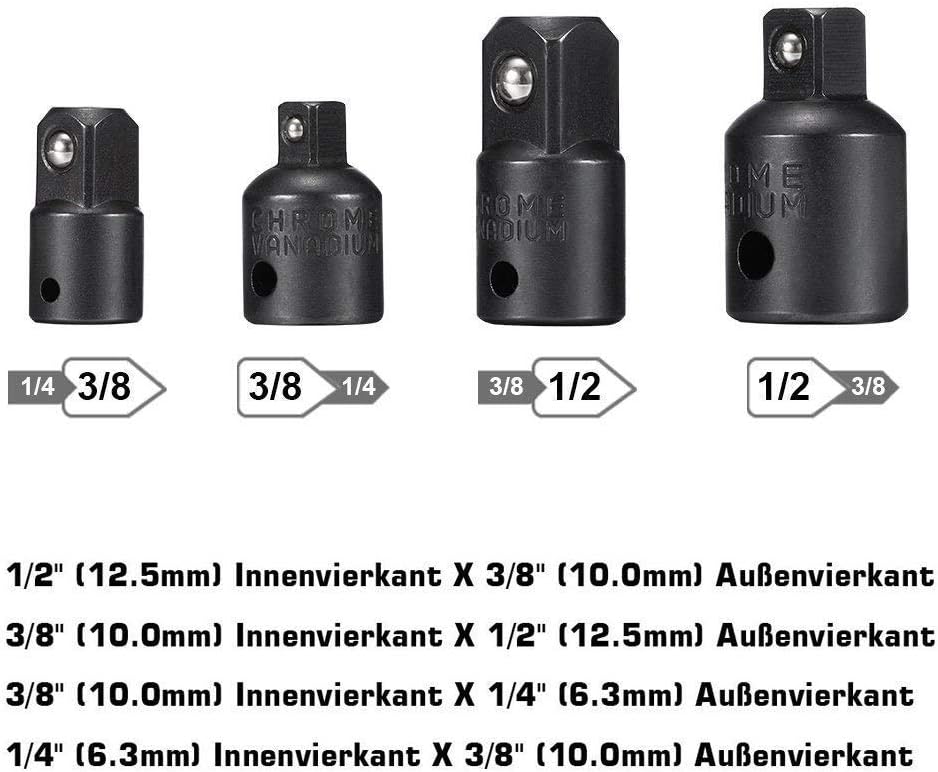 12Pcs Impact Socket Adaptor Set Drill into High Speed Nut Drill, 8Pcs Drill Socket Adapter 1/4", 1/2" - Image 4