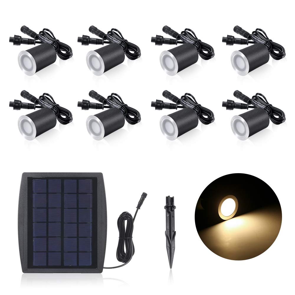 Lixada Set of 8 LED Bulbs 0.2 W Mini Stair Recessed Spotlights IP65 Waterproof Outdoor Lamp Floor Recessed Lights for Kitchen, Stairs, Cupboard, Hallway (Warm White, 120°)