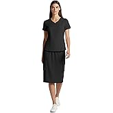 MediChic Women’s Premium Medical Uniform Skirt Set V-Neck Scrub Top & 34" Length Scrub Skirt