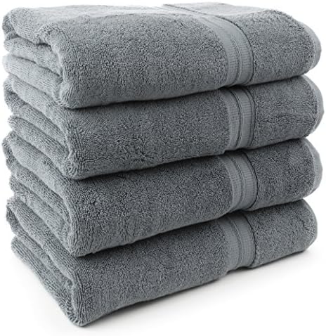Premium Long-Stable Turkish Cotton 4-Piece Bath Towel Set (Gray)