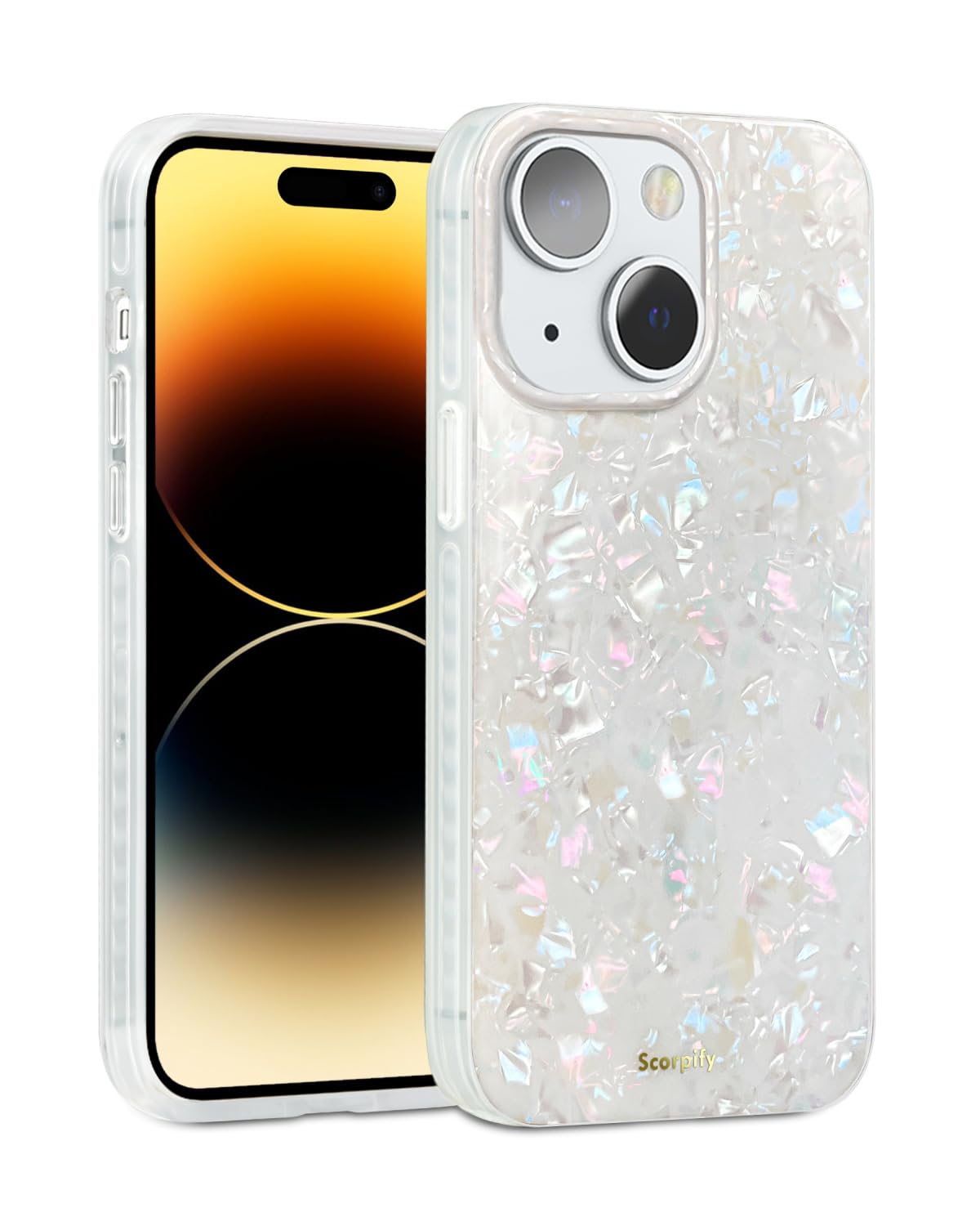 SCORPIFY for iPhone 15 Case [Compatible with MagSafe] with Colorful Pearl Iridescent Design, Cute Clear Magnetic Phone Cover for Women Girls and Men, Bumper with Mother of Pearl Shell Pattern — image 1