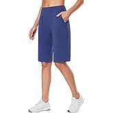 baleaf Womens 12" Long Bermuda Shorts Knee Length Cotton Athletic Shorts Sweat Casual Lounge Walking Summer