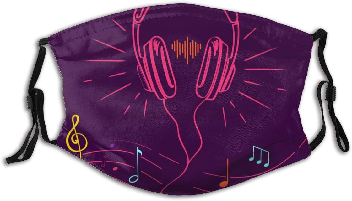Fashion Anti-Dust Mask Waterproof with 1 Pcs Filter Headphones Performing Loud Sounds Doodles Breathable Elastic Earbuds for Unisex