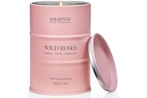M&SENSE Wild Rose Natural Scented Candle, 70 Hours Long Lasting Soy Candles 11.3oz, Stress Relief Aromatherapy Candles for Women, Romantic Candle Gifts Valentines Day Gifts for Her