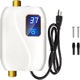 Tankless Water Heater Electric 110V, 3000W Instant Water Heater Under Sink, On Demand Hot Water Heater Electric with Digital Display, Electric Mini Water Heater for Kitchen Bathroom Washin