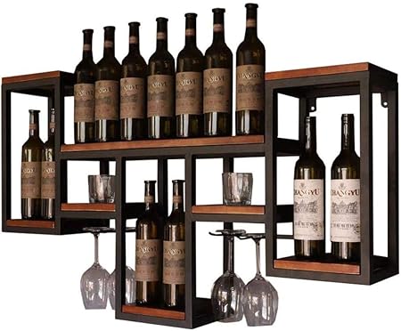 Nyscjjj Bar Weinregal Schwimmdock Regale Wand Holz Wein Glas Und Flaschen Speicher Halter Schwarz Eisen Frame Racks Stemware Organisator Wand Dekor 41 7 X7 9 X22 8cm Amazon De Kuche Haushalt