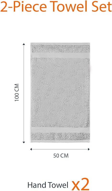 Set Asciugamani Bagno Spugna 100% Cotone Asciugamani Viso 50x100 cm, Grigio, Confezione 2 Pezzi — foto 7 di 8