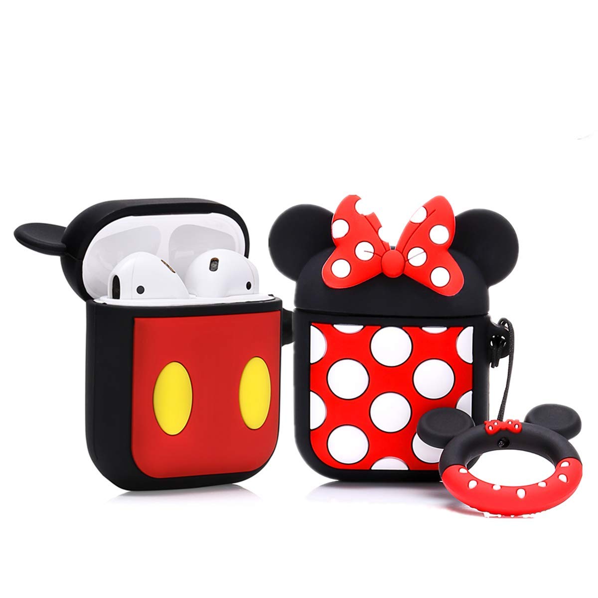LEWOTE Airpods Silicone Case Funny Cover Compatible for Apple Airpods 1&2[Cartoon Series] (Minnie/Mickey)