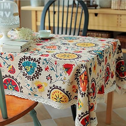 RISHIL WORLD Sun Flower Cotton Linen Tableware Mat Table Runner Tablecloth Desk Cover Heat Insulation Bowl Pad