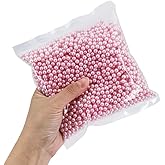 INSPIRELLE 2600pcs Pink Undrilled ABS Art Faux Pearls for Vase Fillers, 6mm No Hole Makeup Beads to Hold Lipstick Eyeliner, Imitation Round Pearl Beads for Table Scatter Home Wedding Decoration