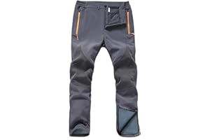 Gash Hao Mens Snow Ski Waterproof Softshell Snowboard Pants Outdoor Hiking Fleece Lined Zipper Bottom Leg