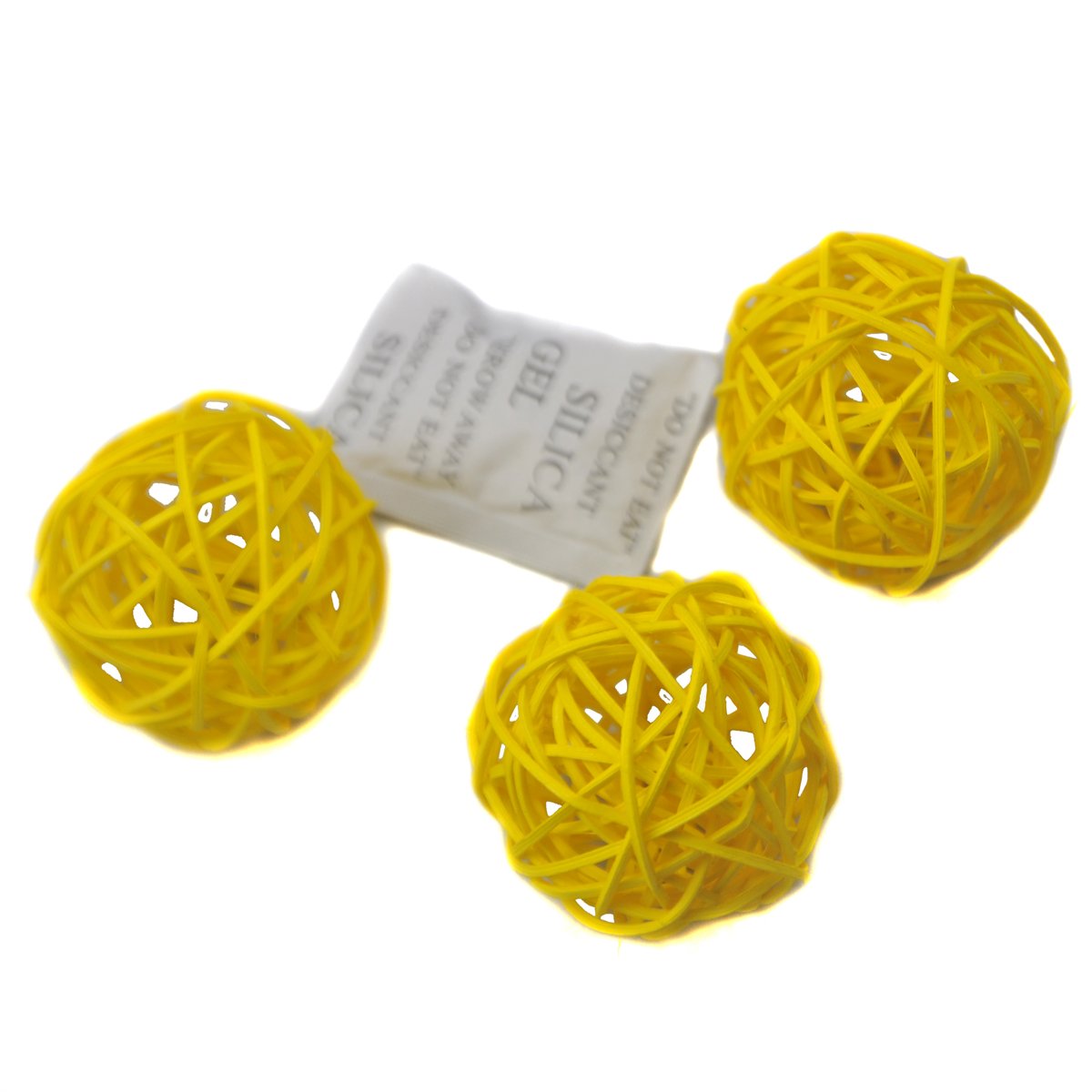Ougual Natural Wicker Rattan Balls Table Wedding Party Hanging Wobble Ball Christmas Decoration (8cm, 6pcs, Yellow)