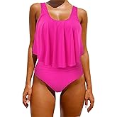 OMKAGI Women's Palm Leaf Strapless High Cut Bikini Set Bathing Suit