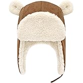 Sarfel Baby Winter Hat Sherpa Lined Toddler Winter Hats Boy Baby Girl Hats Infant Warm Hat with Bear Ears Toddler Beanie Cap